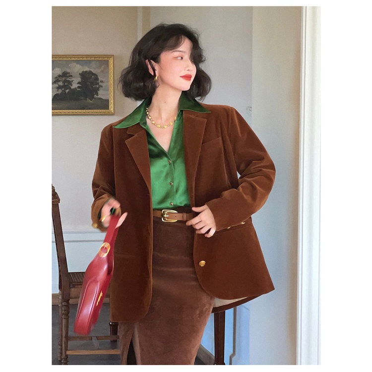 🍃🍃Set Áo + Chân Váy Nhung Xẻ Bên Eo Cao Phong Cách Pháp🍃🍃