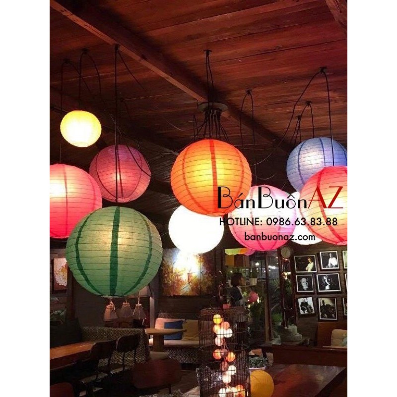 Đèn lồng giấy lụa tròn 30cm và 20cm trang trí đa phong cách