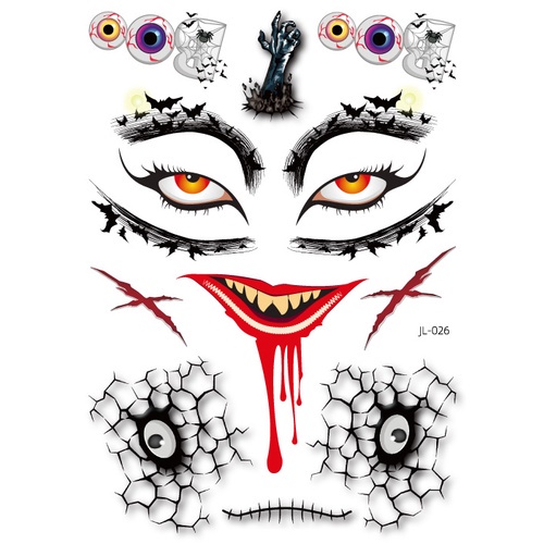 Hình Xăm Dán Tạm Thời Qipin Chống Thấm Nước Họa Tiết Halloween Vui Nhộn