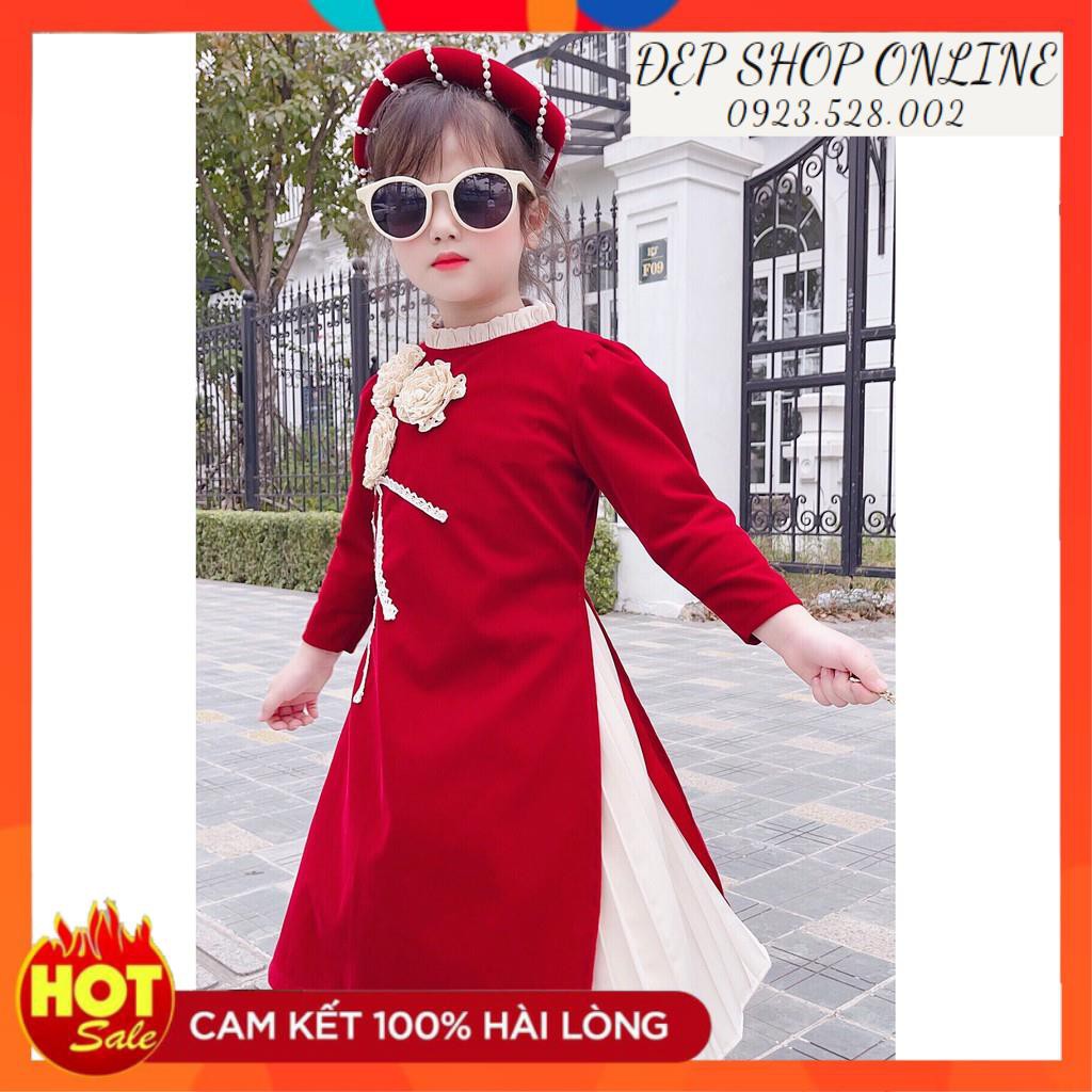 Freeship - Set áo dài cách tân 3D cho bé S1788 - Đẹp Shop DVC - Kèm ảnh thật trải sàn do shop tự chụp