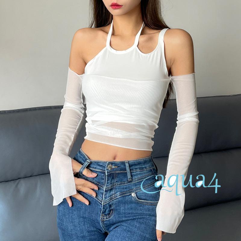 Áo Sơ Mi Tay Dài Giả 2 Mảnh Phong Cách Thời Trang Đường Phố Cho Nữ