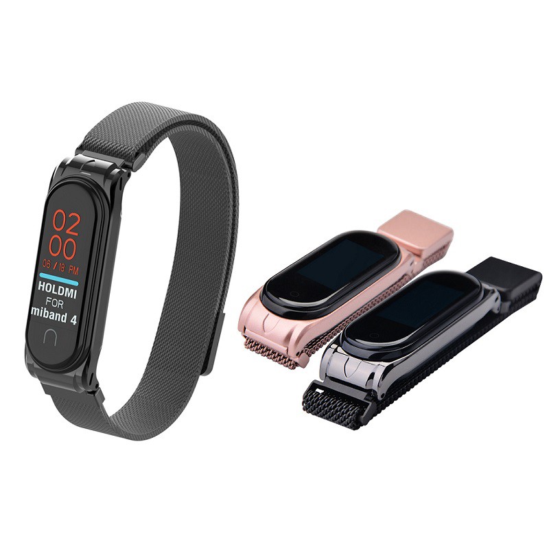 Dây Đeo Thay Thế Chất Liệu Kim Loại Dạng Lưới Cho Xiaomi Mi Band 3/4