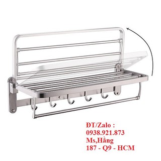 Giá Treo khăn Nhà Tắm Inox 304 - Máng Khăn Nhà Tắm Inox 304 Có Móc Treo - VKT34