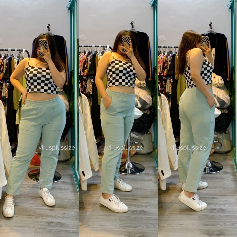 [virusplussize]quần jogger/ống suông bigsize Cotton French Terry Sweatpants