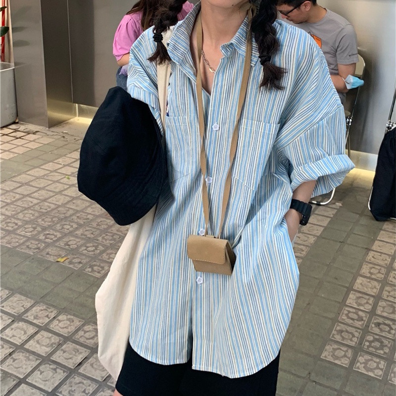Áo Sơ Mi Tay Ngắn Dáng Rộng Phong Cách Hàn Quốc Dễ Phối Đồ