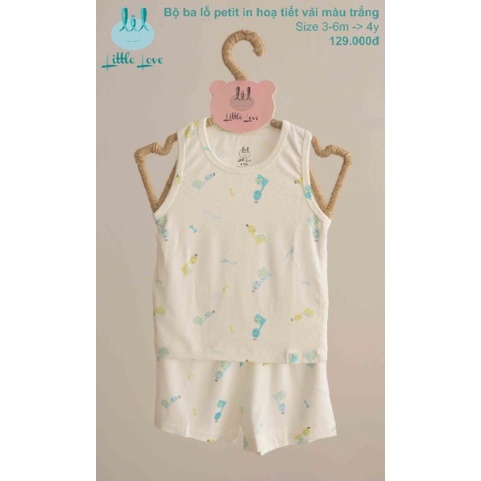 Lil little love - Bộ ba lỗ, bộ sát nách vải petit Lil mềm mát cho bé 7-18kg