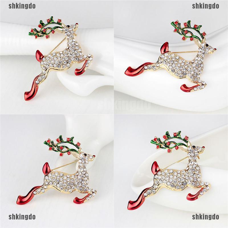 Trâm cài áo trang trí hình tuần lộc giáng sinh đính đá độc đáo