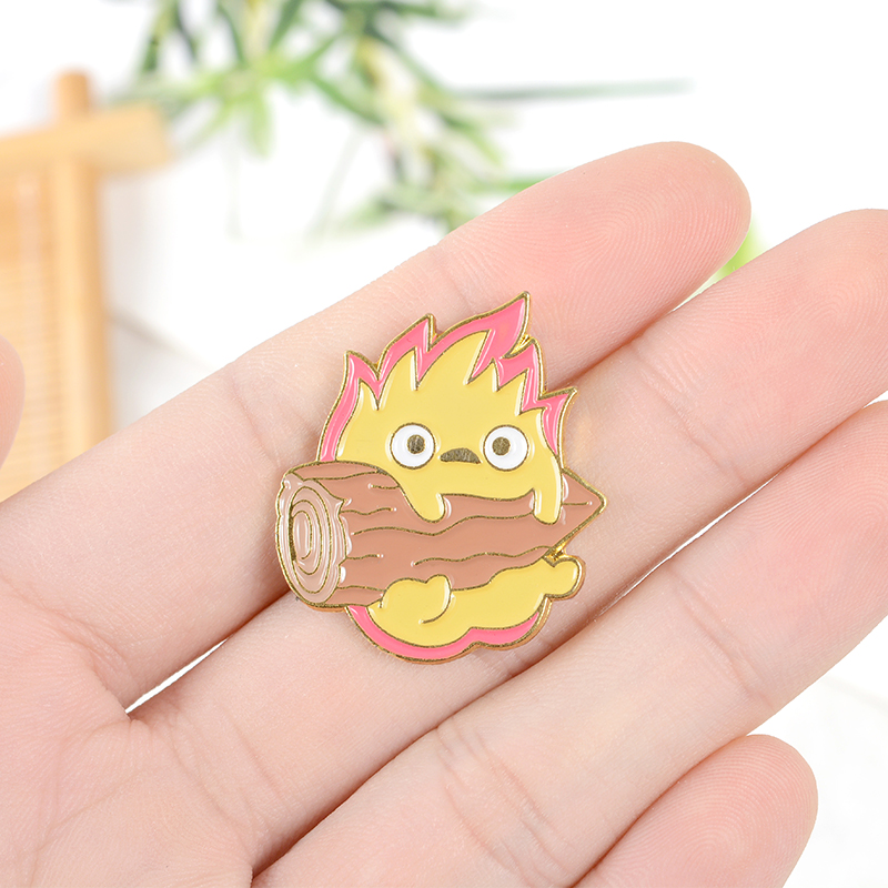 Vui nhộn dễ thương Mini Fire Elf Trâm cài men Phim hoạt hình Động vật Fire Elf Wood Quần áo Ve áo Huy hiệu Đồ trang sức