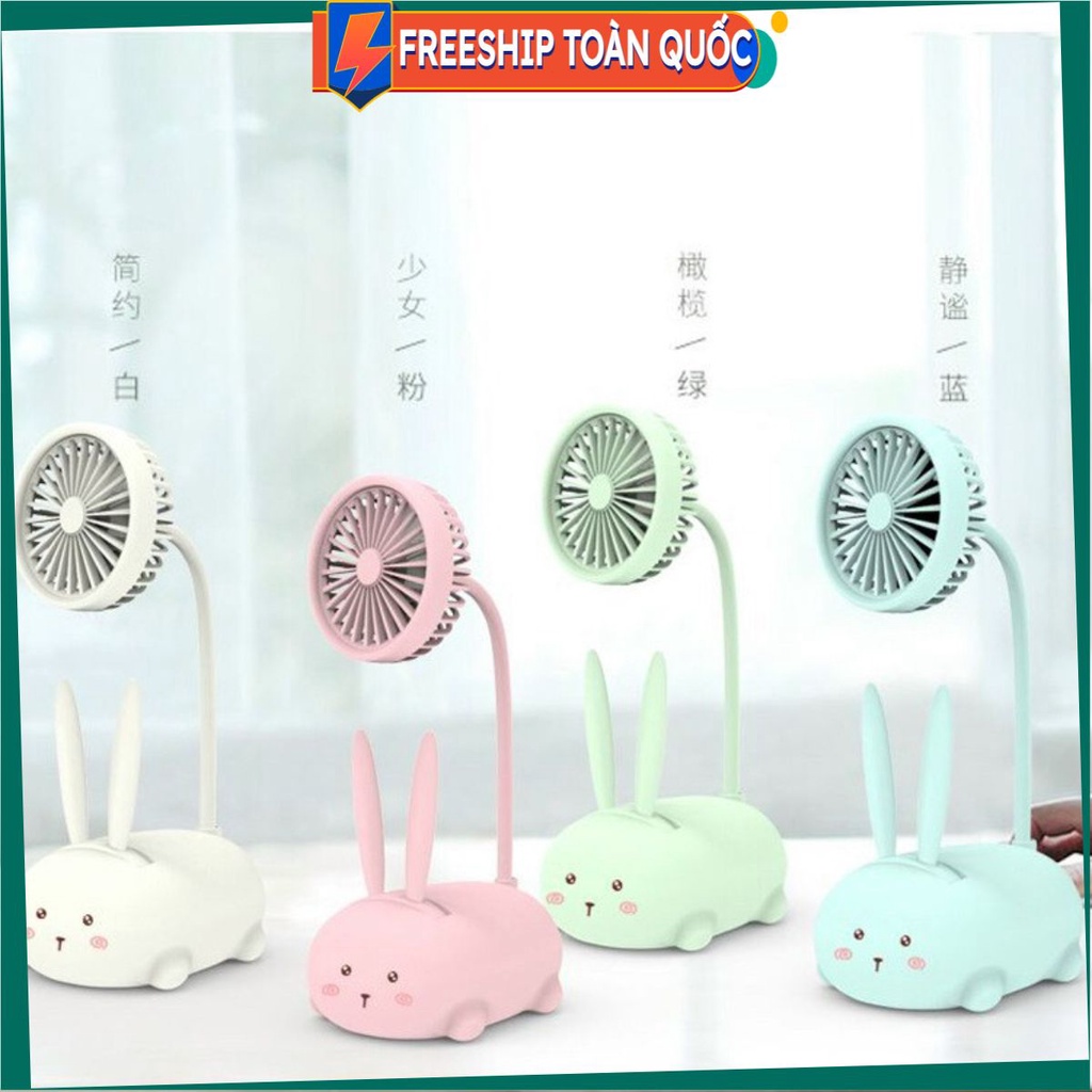 PVN25507 Quạt sạc mini để bàn hình thỏ ngộ nghĩnh T2 .