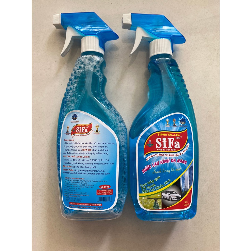 Nước lau kính đa năng Sifa 650ml, tẩy bóng siêu sạch bụi bẩn, các vết dầu mỡ bám trên bề mặt kính, tivi, tủ lạnh, bếp...