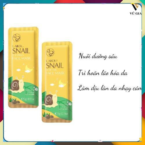 Mặt Nạ, Mặt Nạ Ngủ Ốc Sên LAIKOU 20 Gói Dưỡng Ẩm Kiểm Soát Dầu Chăm Sóc Da Mặt Mịn Màng 60g
