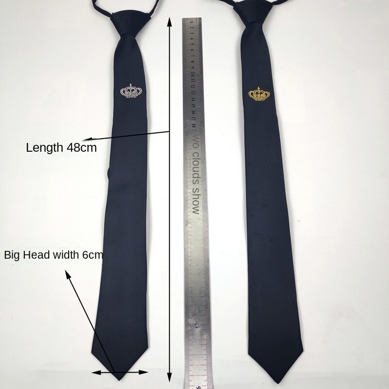 Cà Vạt Lụa Polyester Màu Trơn Thêu Hình Vương Miện 6cm