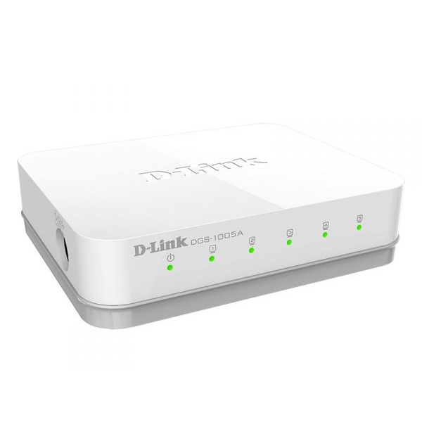 Swicth D-Link DGS1005A - 5 ports (5 cổng 10/100/1000 Mbps )vỏ nhựa màu trắng- Hàng Chính Hãng
