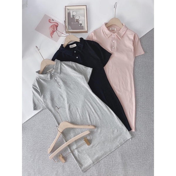 Váy Polo dáng suông - Đầm công sở cổ bẻ ngắn tay chất cotton co dãn 4 chiều | BigBuy360 - bigbuy360.vn