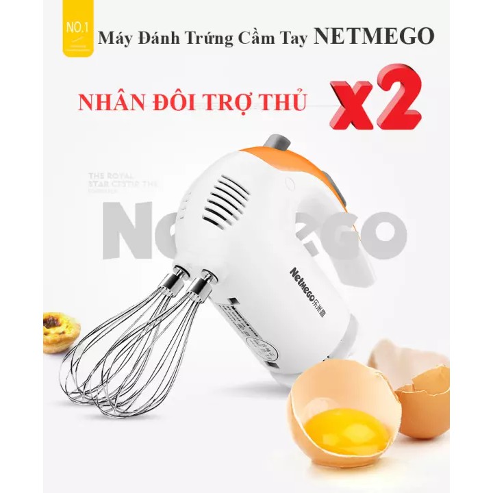 Máy đánh bột cầm tay, Máy đánh trứng cầm tay Netmego N38D 300W Siêu Nhanh Chất Lượng Tốt, Dễ Sử Dụng - HÀNG LOẠI 1