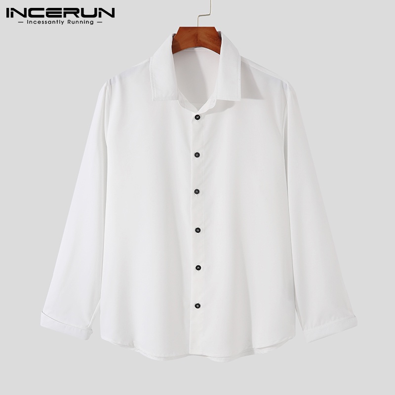 Áo sơ mi INCERUN tay dài cài nút 4 màu sắc tùy chọn phong cách công sở thời trang dành cho nam