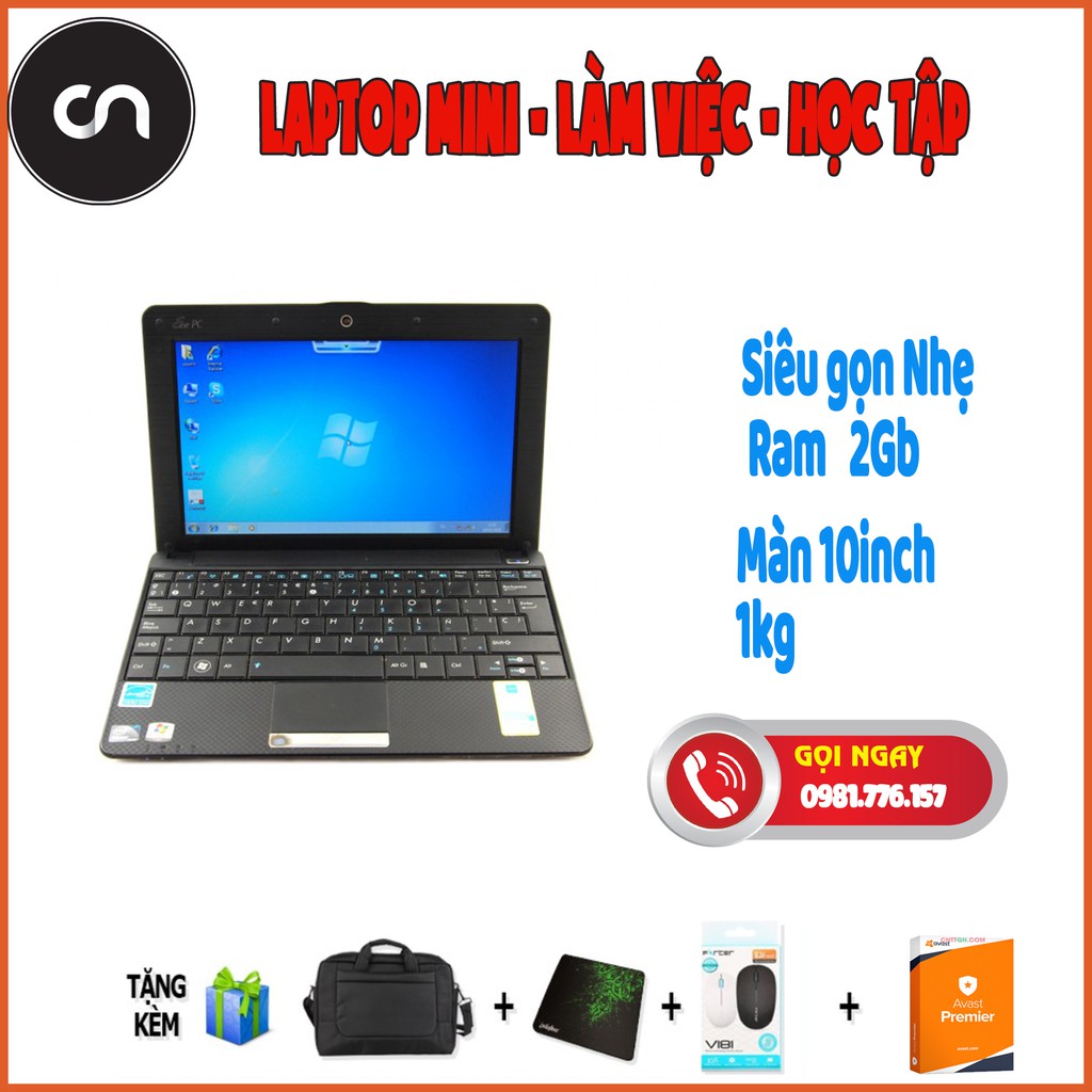 Laptop mini 10inch gọn nhẹ Acer one Ram 2Gb văn phòng , học tập , trình triếu ok -Tặng PK