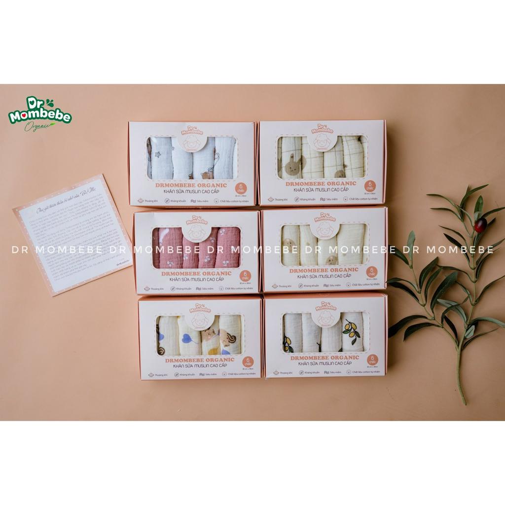 Set 6 khăn sữa cotton ogarnic Dr Mombebe - 30x30 cm