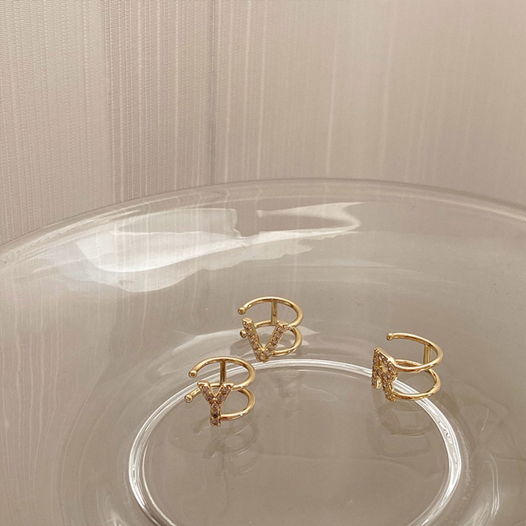 Bông tai hình chữ đính đá zircon cao cấp sang trọng cho nữ