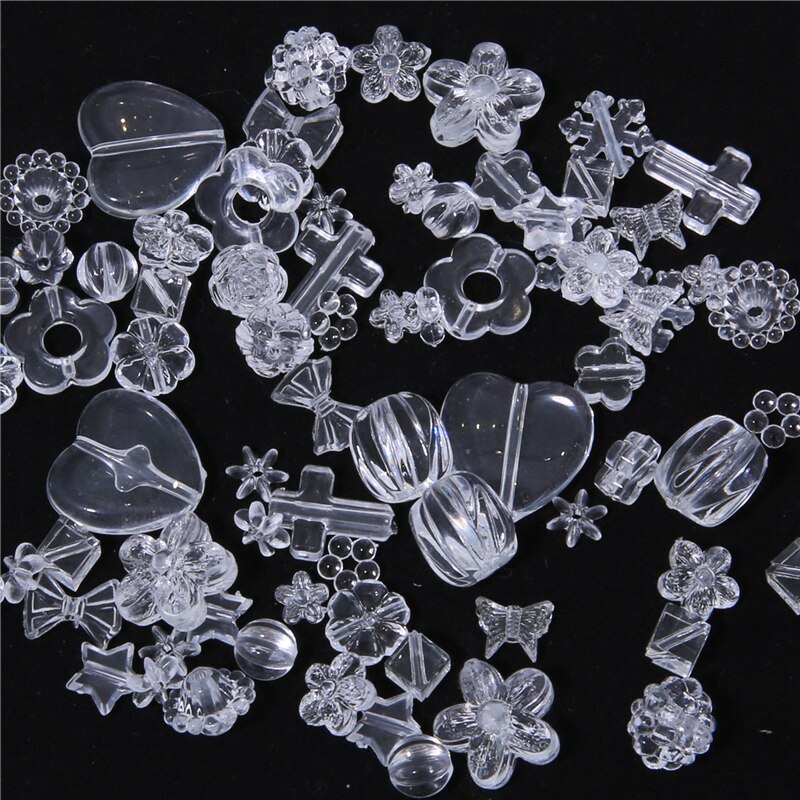 Hạt Xỏ Lỗ Bằng Acrylic Màu Trắng Trong Suốt Nhiều Mặt Hình Học / Ngôi Sao / Trái Tim / Hình Học Dùng