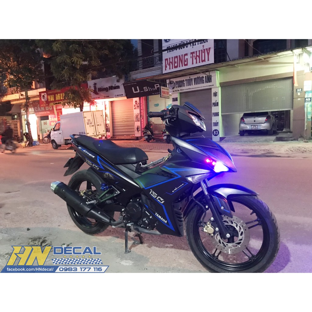 Tem Trùm Exciter 150 Đen Nhám Chỉ Xanh