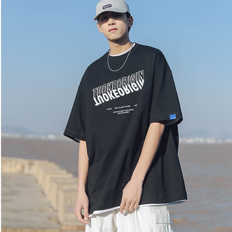 Áo thun nam nữ unisex tay lỡ phông form rộng TUOKEORIGIN teen cổ tròn oversize cotton giá rẻ màu đen trắng tee pull