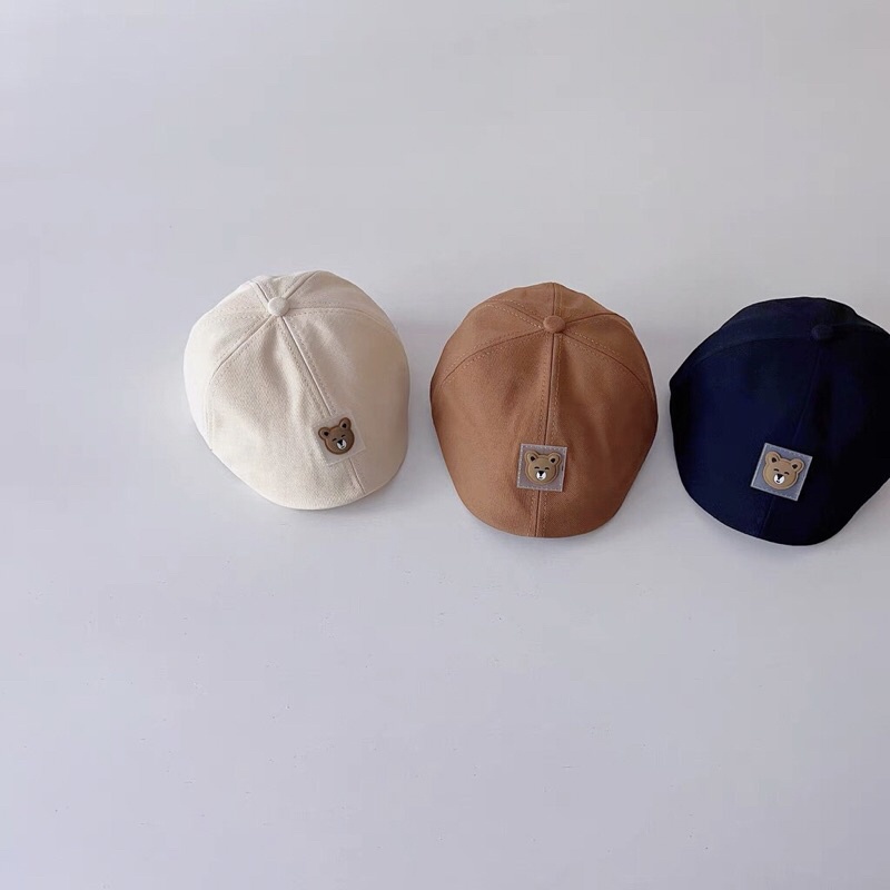 Mũ beret chất kaki hình gấu dễ thương cho bé 2-7 tuổi