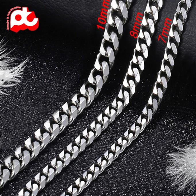 Dây chuyền nam thời trang đẹp titan thép không gỉ kiểu lặc xéo cao cấp PT JEWELRY kích cỡ 8mm màu trắng PTDCNA158