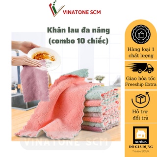 Khăn lau bếp đa năng [COMBO 10chiếc] lau tay, bát đĩa, cốc chén siêu thấm nước, lau sạch mọi vết bẩn