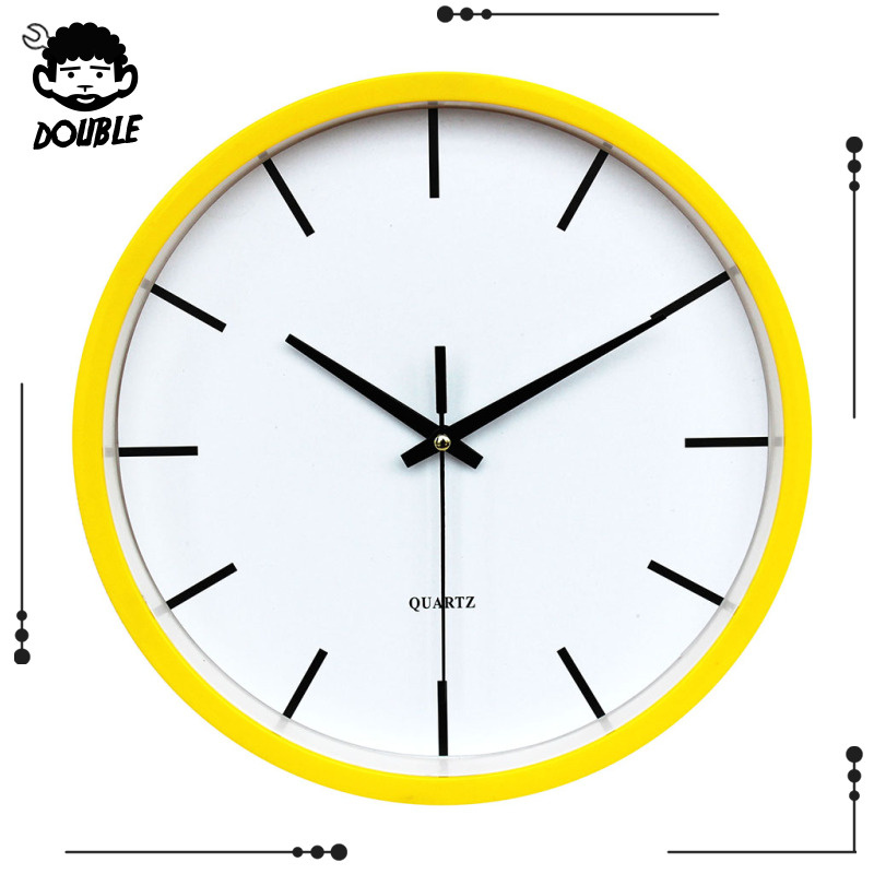 [DOUBLE]Modern Round Clock Wall Clock Time 12H Display Clock Quartz Clock Easy Read