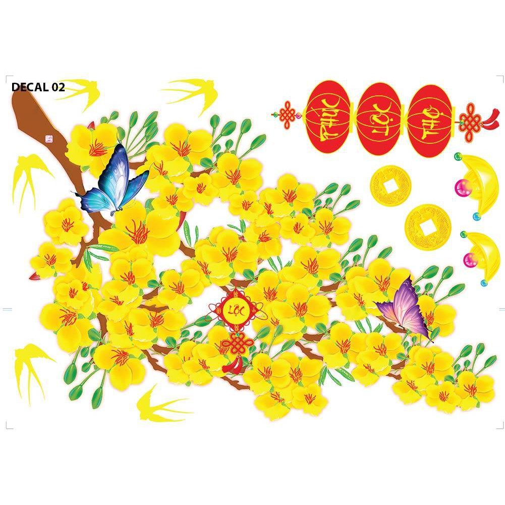 Decal tết decal trang trí 4D - MẪU HOA MAI HOA ĐÀO | BigBuy360 - bigbuy360.vn