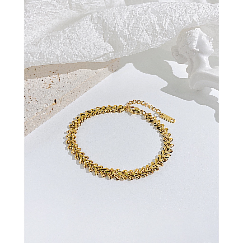 Vòng Tay Thép Titan Hình Xương Cá Sang Trọng Hợp Thời Trang