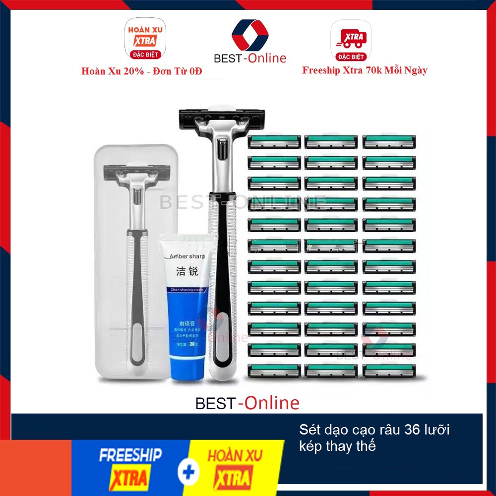Sét dạo cạo râu 36 lưỡi kép thay thế kèm kem cạo, sắc bén, ko đau rát (ms-45)