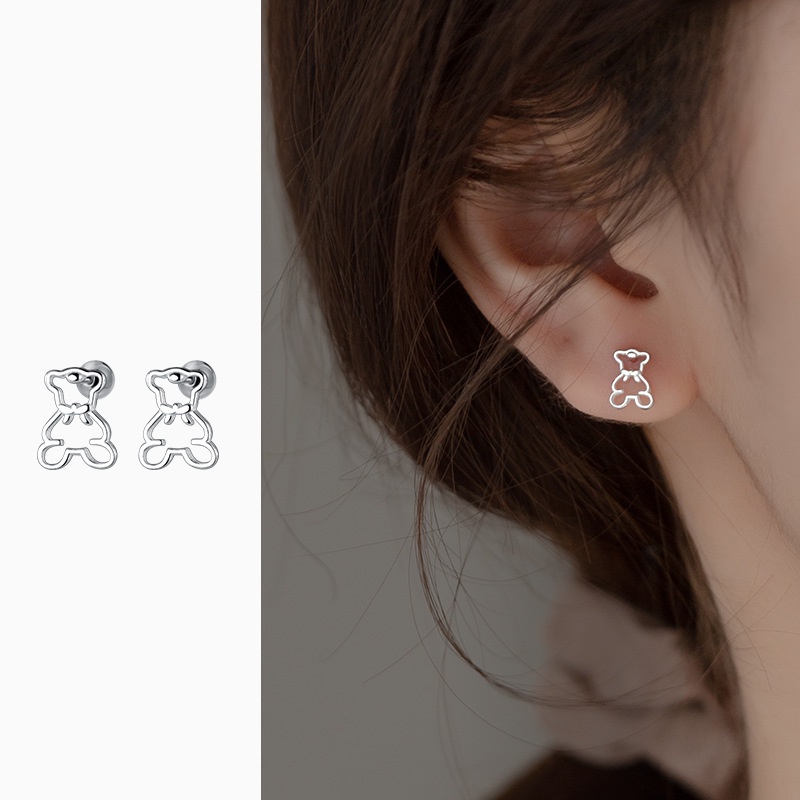 Khuyên tai/ Bông tai gấu xinh Bạc cao cấp _ 𝐂𝐚𝐦 𝐤𝐞̂́𝐭 𝐜𝐡𝐮𝐚̂̉𝐧 𝐁𝐚̣𝐜 _ 𝐓𝐔𝐍𝐀𝐒𝐇𝐎𝐏 𝐓𝐫𝐚𝐧𝐠 𝐬𝐮̛́𝐜 𝐁𝐚̣𝐜