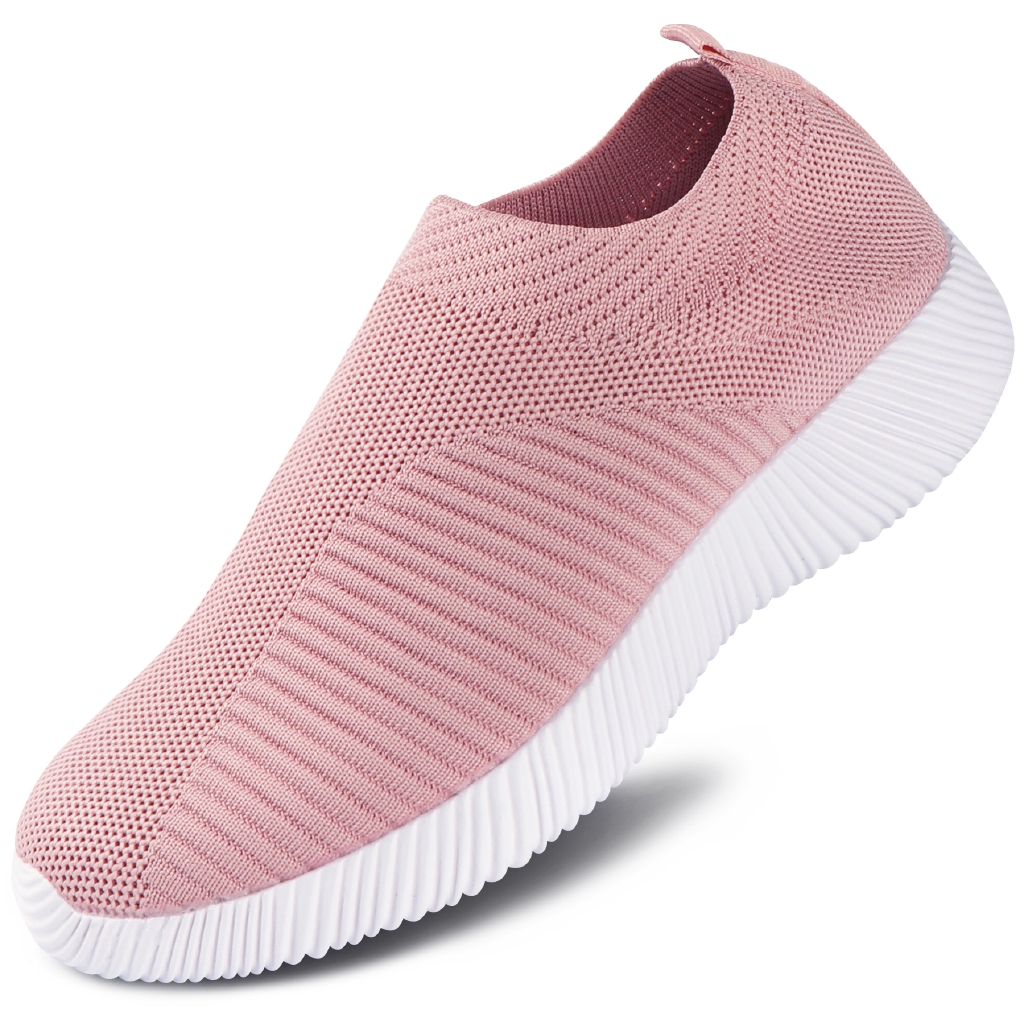 Giày lười dệt kim màu trơn thời trang cho nữ