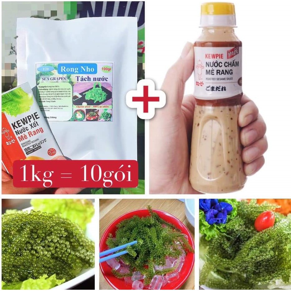 ⚡️𝐅𝐑𝐄𝐄 𝐒𝐇𝐈𝐏⚡️(Sỉ 2kg) Rong biển (nho) tặng 2 chai sốt mè. rong nho tách nước. rong biển khô