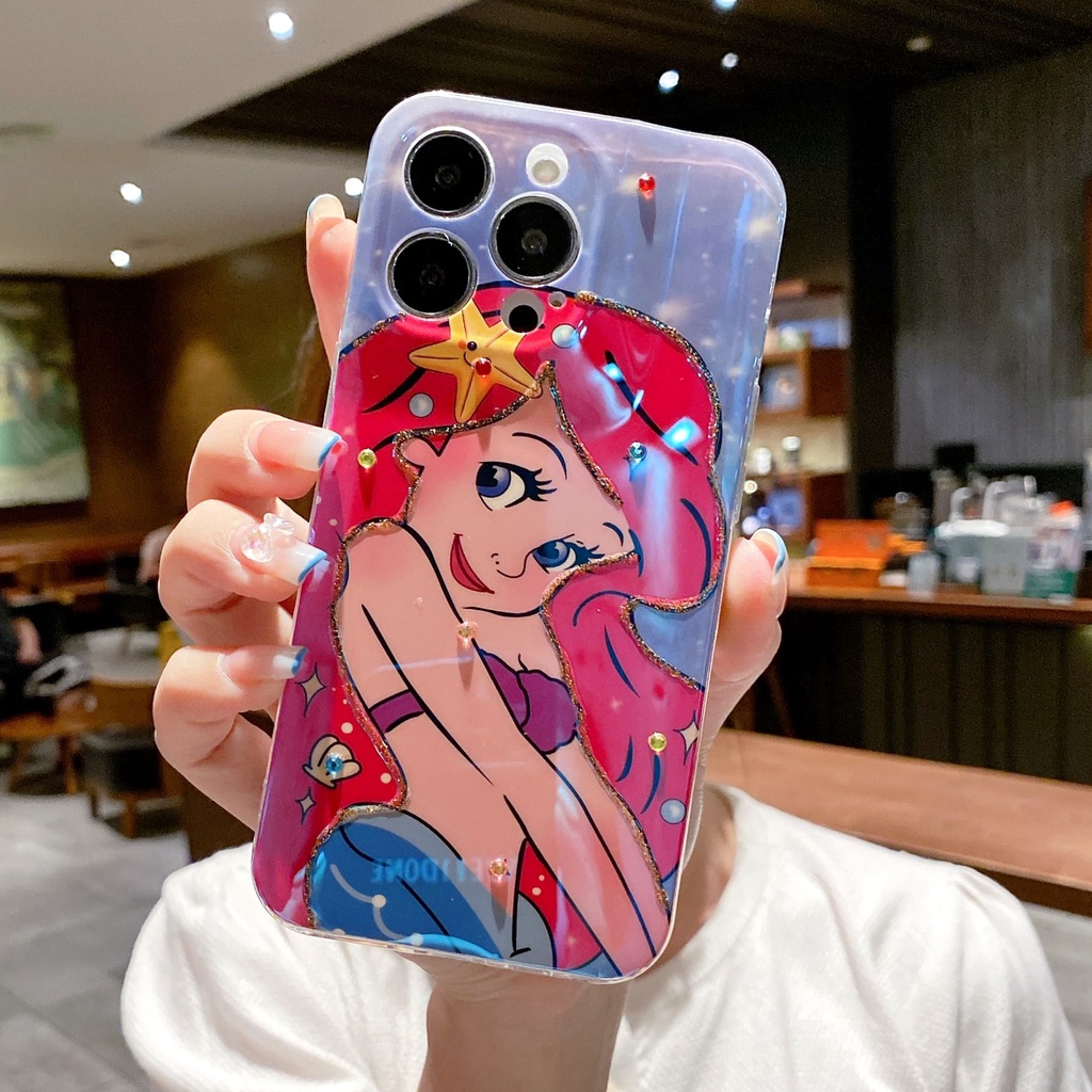 Ốp Lưng Chống Sốc Hình Nàng Tiên Cá Cho iPhone 14 / 13 / 12 / 11 / XS / 8P / 7