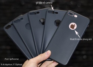 Ốp Đen Nhám Hở Táo cho Iphone 6/ 6 plus