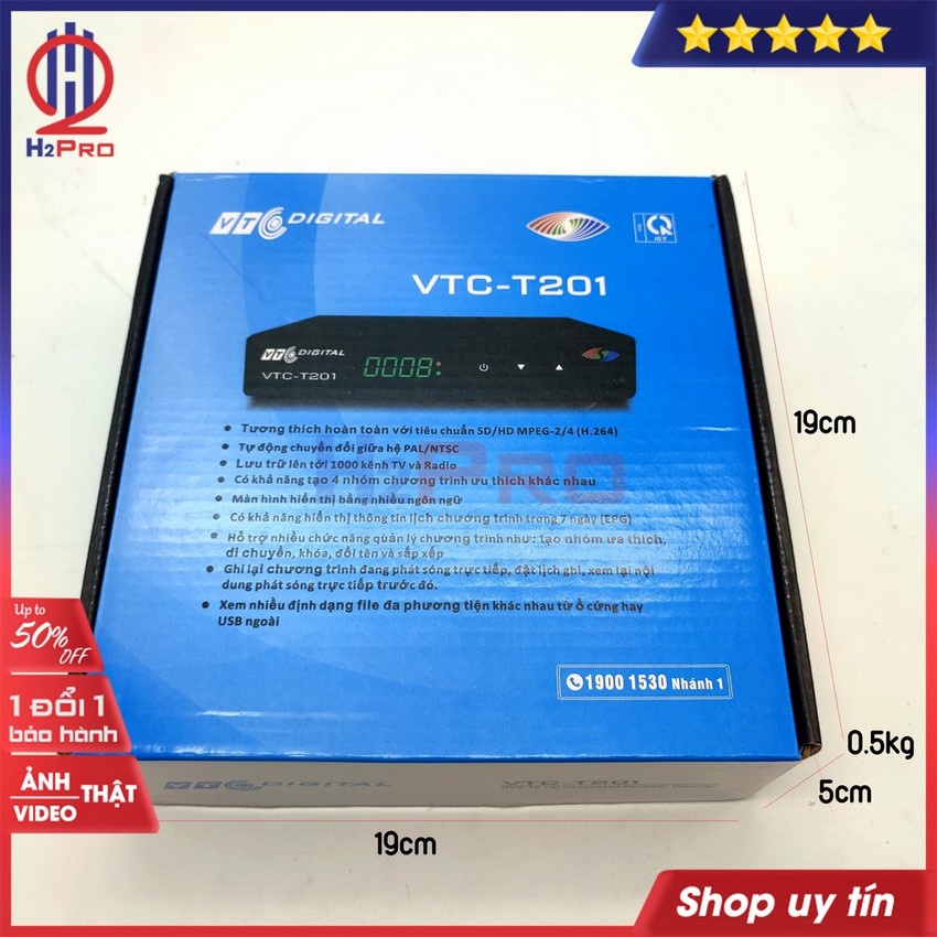 Đầu thu kỹ thuật số DVB T2 VTC-T201 H2pro cao cấp-xem truyền hình miễn phí-sắc nét-đa kênh, đầu thu dvb t2 vtc t201