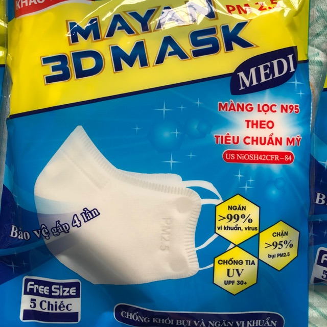 Khẩu trang Mayan 3D Mask túi 5 chiếc