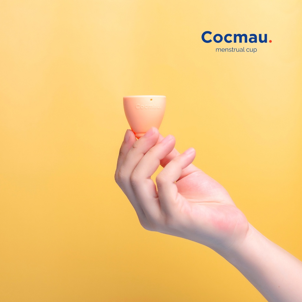 Cốc nguyệt san cải tiến Cocmau - Cam đu đủ - Cuống tròn dễ tháo - Thiết kế vành ẩn nhỏ gọn - 100% silicone y tế
