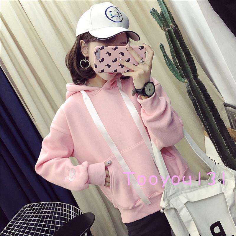 Áo Hoodies Có Nón Tai Thỏ Đáng Yêu Cho Nữ