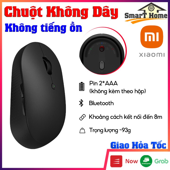 Chuột máy tính không dây Xiaomi Mi Dual Mode Wireless Mouse Silent Edition, Chuột không dây không tiếng ồn Bluetooth 4.0