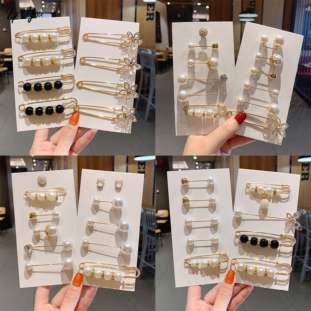 Ghim cài áo AY nhiều mẫu tùy chọn đính ngọc trai giả phong cách Hàn Quốc thời trang cho nữ