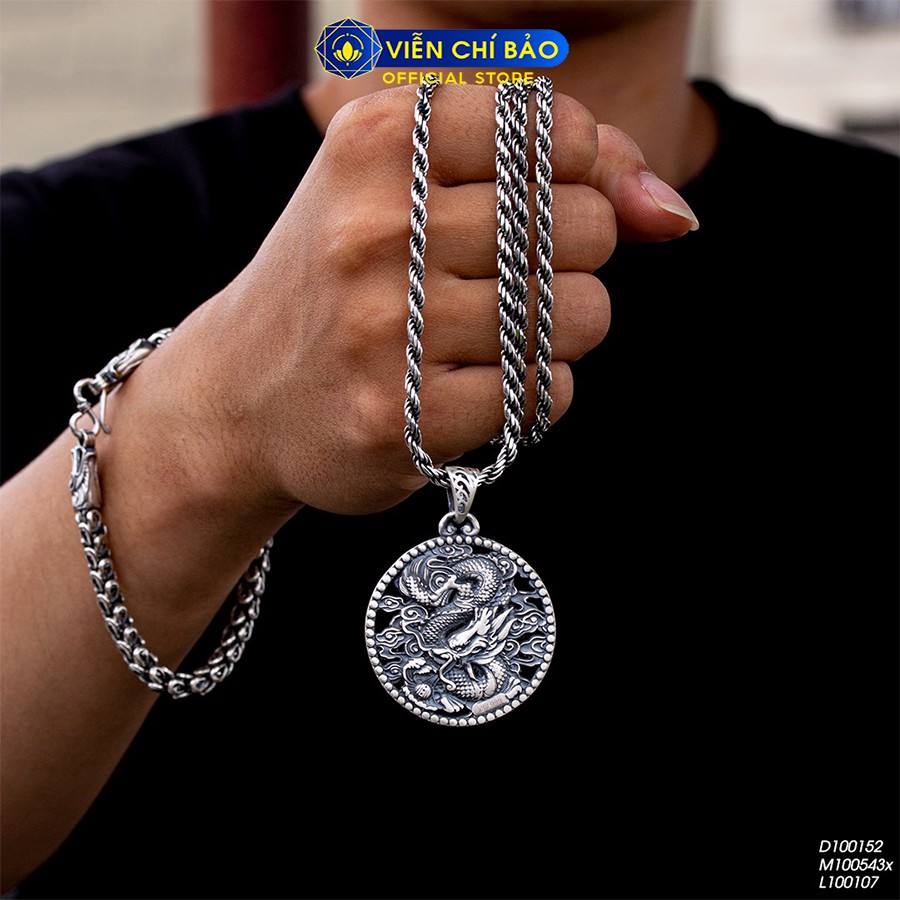 Mặt dây chuyền bạc nam Mãnh Long Quá Hải, mặt dây chuyền Rồng chất liệu bạc Thái 925 thương hiệu Viễn Chí Bảo M100543x