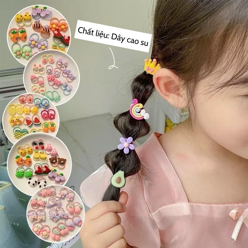 Set 2022 Dây Thun Cột Tóc Nhiều Màu Dễ Thương Cho Bé Gái