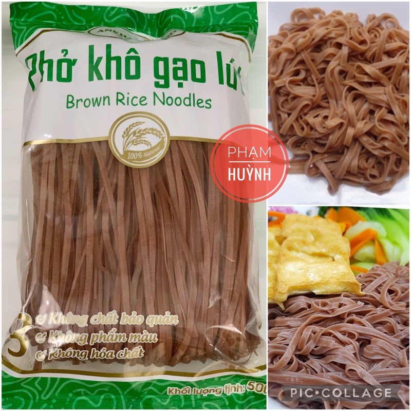 Phở gạo lứt, phở khô gạo lứt An Khang 500gr (phở gạo lức làm từ gạo lứt đỏ Điện Biên), eat clean