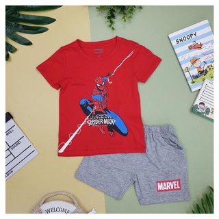 Bộ quần áo mùa hè bé trai cộc tay in hình Marvel cho bé size 1 - 7