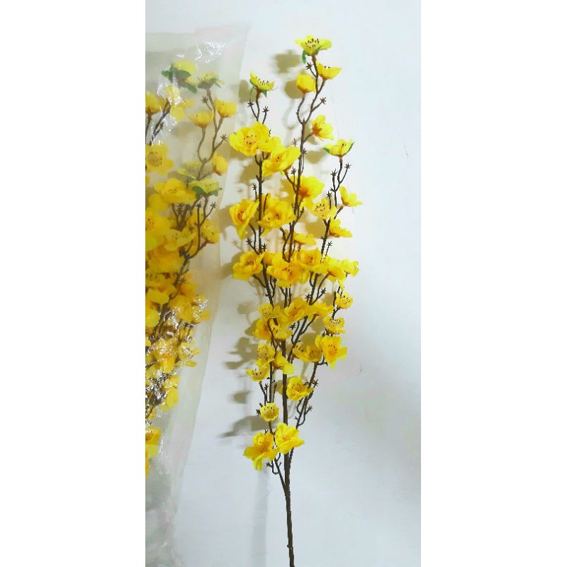 Hoa mai, hoa đào giả cành 5 nhánh cao 1m - Trang trí tết