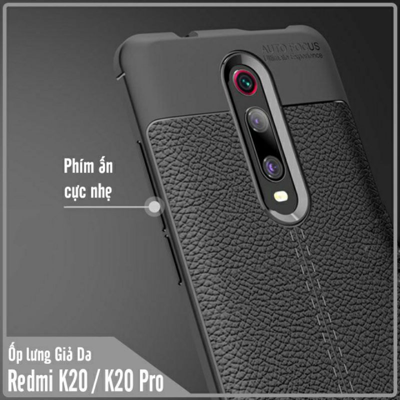 Ốp lưng dẻo Xiaomi Redmi K20/ K20 Pro/ Mi 9T/ Mi 9T Pro Vân giả da Auto Focus ( Đen )